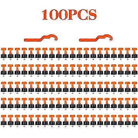 100pcs T-Lock Tile   With 2 Mini Wrench Leveling System Floor Tile Wall Floor Tile Leveler Tool