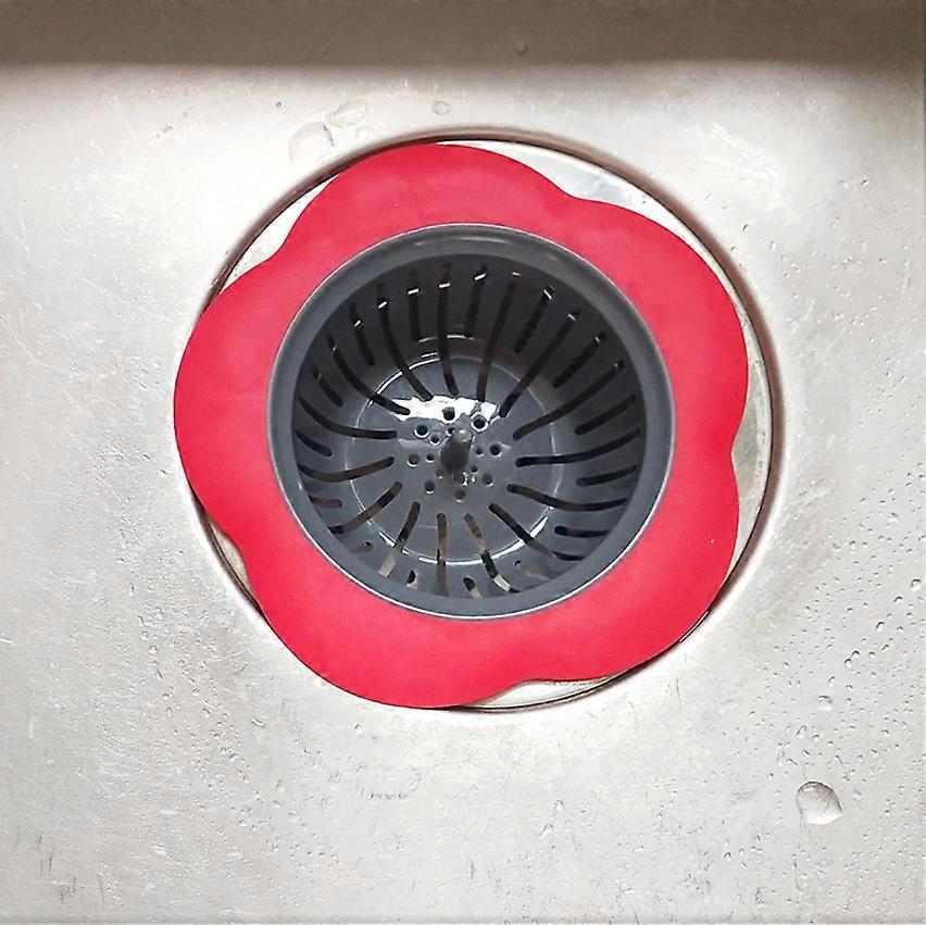 Set of 3 Red Sink Strainer Sets for Kitchen Sink Drain Silicone Sink Stopper Garbage Disposal Drain Stopper Diameter 4.5 Inches
