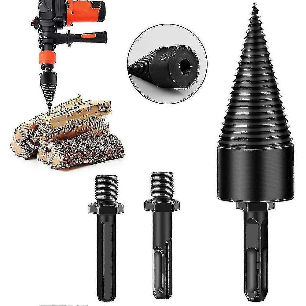 Log Splitter Bits, Firewood Log Bits for 3 Hex Shank Square and Round Hand Drills