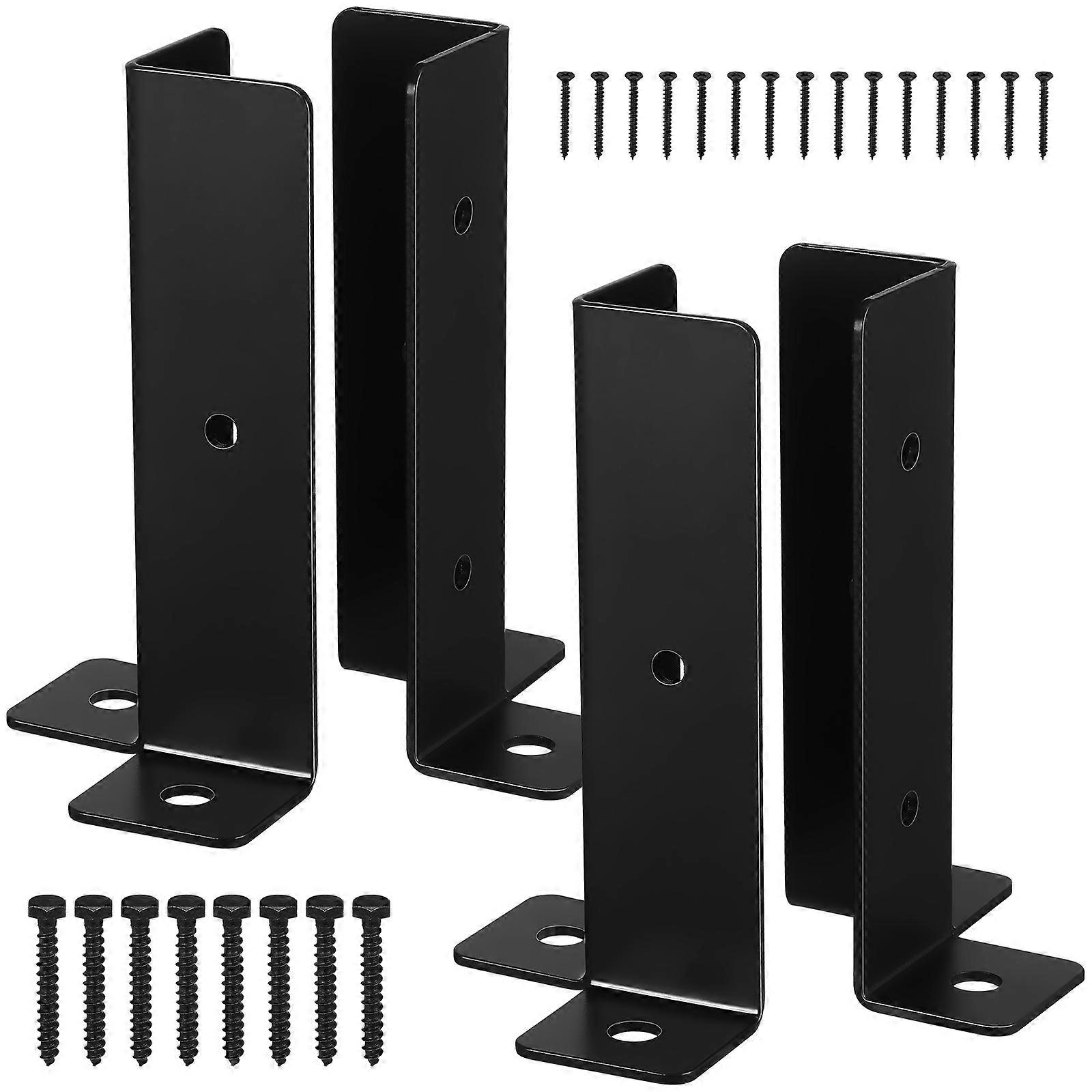 4pcs Post Base Brackets Deck Post Support Brackets Fence Post Base Porch Railing Post Holding Brackets