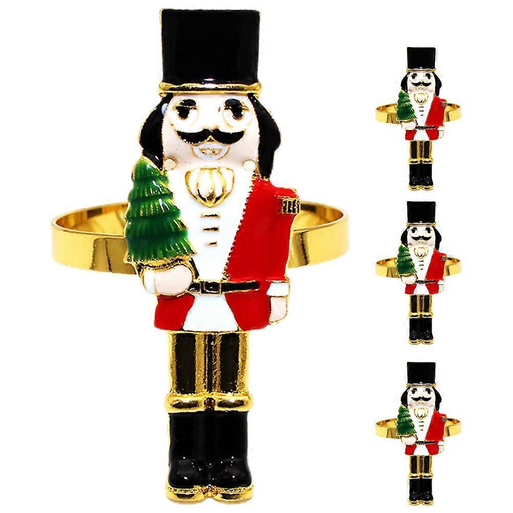 4 Pcs Casse-Noisette Ronds De Serviette De Noël Porte-Serviettes De Serviette Boucles Banquet Dîner Ronds De Serviette