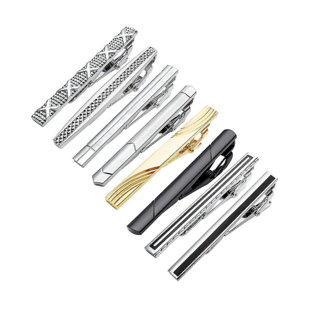 8 Pcs Tie Clips For Men Tie Bar Clip Set For Regular Ties Necktie Wedding Business
