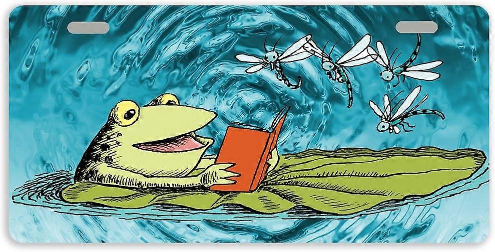 Tampa de Placa de Licença de Carro de Metal Drangonfly Frog Drangonfly com 2 Furos 11,8 x 6,1 Polegadas