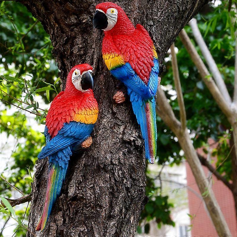 Realistic Parrot Resin Bird Animal Ornament Hanging 31cm Look Right Blue