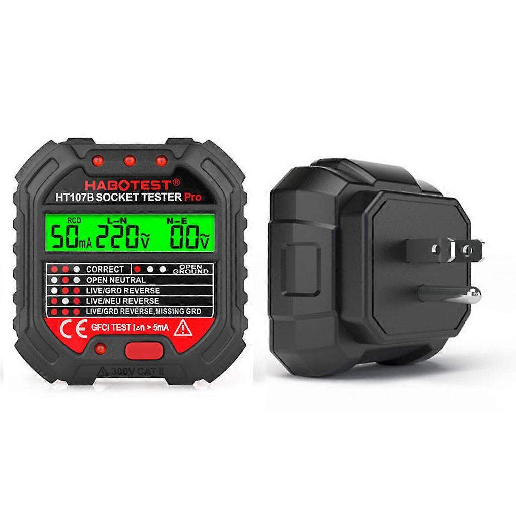 HT107 Outlet Adapter Socket Tester with LCD Display EU/UK/US Plug