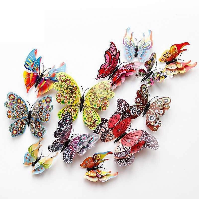 36pcs Double Layer 3d Butterfly Wall Stickers Removable Wall Decals Butterfly Decor