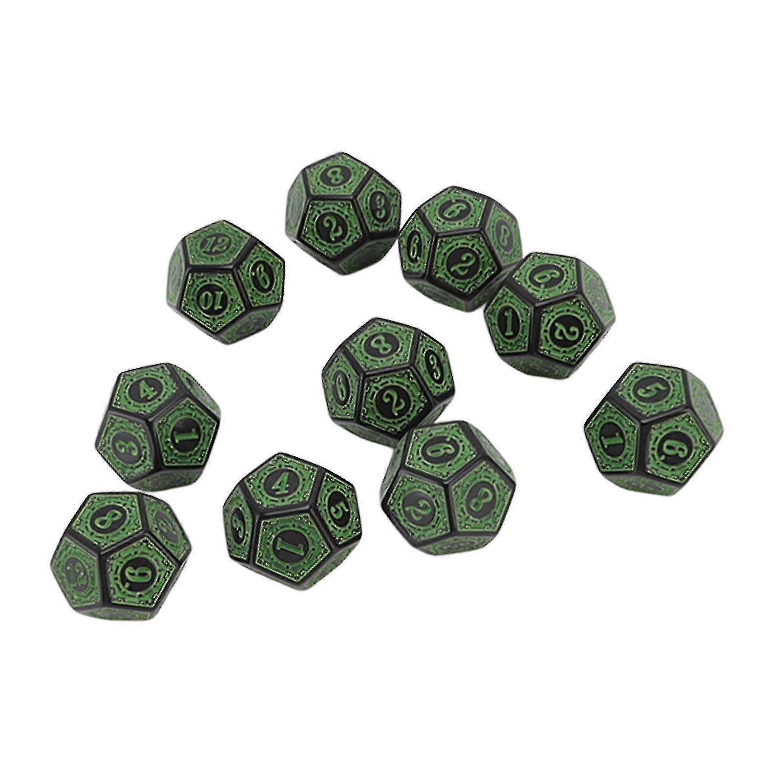 12 Sided Polyhedral Dice Set - 10pcs Fine Engraving Portable for Role Play Party and Board Games