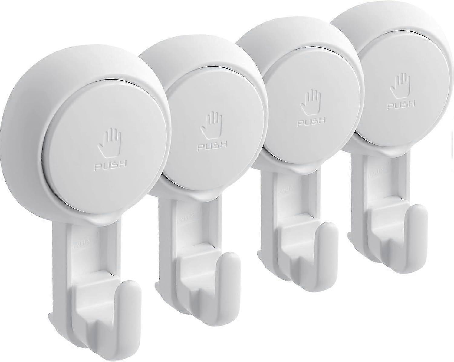 Wall Suction Hook Set of 4, Powerful Vacuum Suction Hook, Bathroom Window Hook Without Drilling Resistant up to 5 kg Reusable for Bathroom and Kitchen