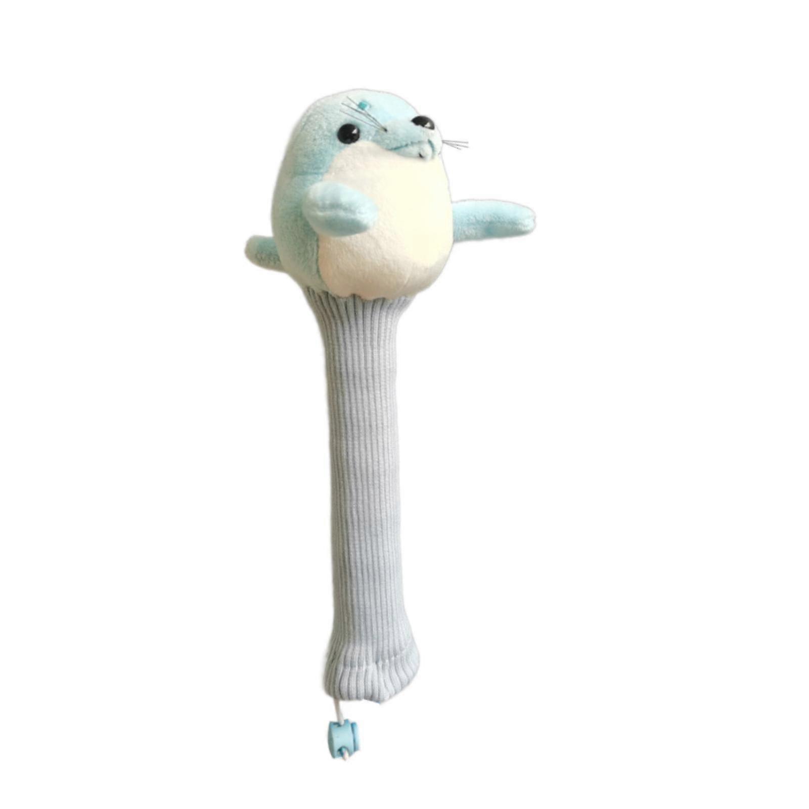 Badminton Racket Handle Cover with Drawstring Absorbent Knitted Stuffed Doll Green