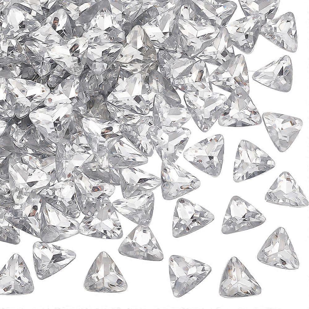 100Pcs Pointed Back Acrylic Rhinestone Cabochons Faceted Triangle Clear 23x24x8mm