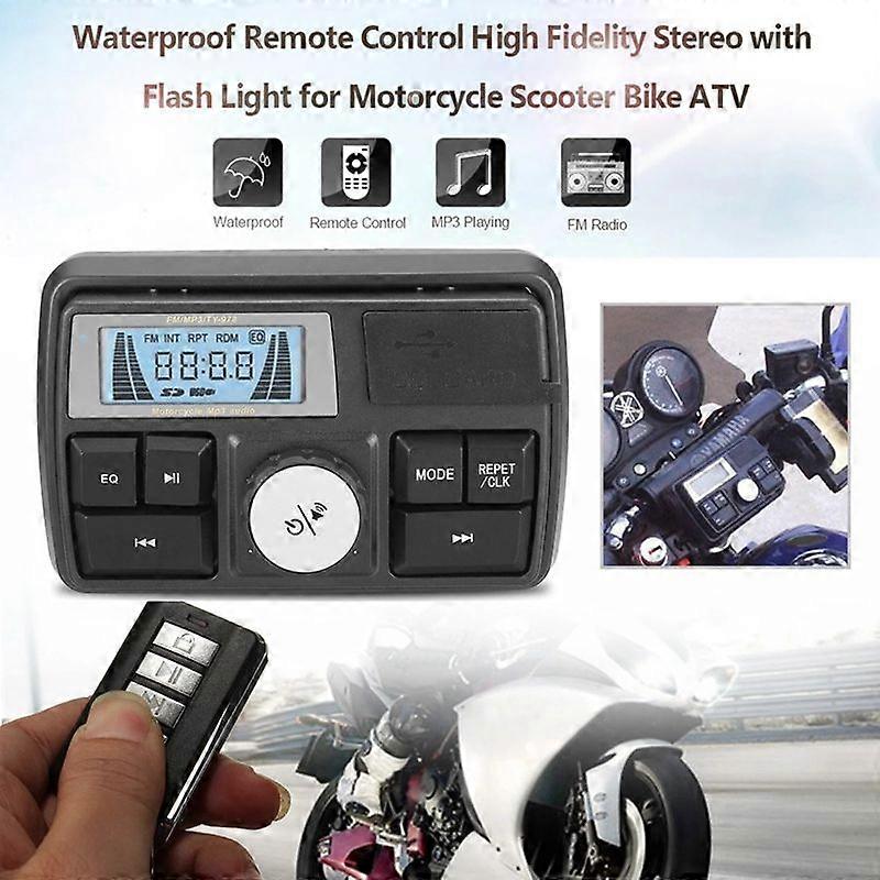 Motorrad Audio MP3 Radio Stereo Lautsprecher Bluetooth Wasserdicht FM 5 EQ Funktionen LCD Display USB/SD/TF