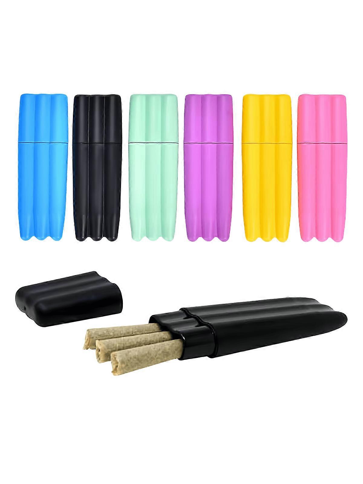 1Pc Three Grass Triple Pre-Rolled Case,Herb Cone Joint Storage Jar,Colorful Plastic 3-In-1 Cigarettes And Tubes Stash Box,Smoking Trees Accessories Ch