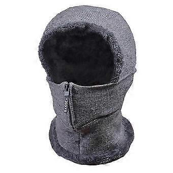 Women's Winter Scarf Mouth Cover Fleece Warm Knit Beanie 1 Pieces (grey)