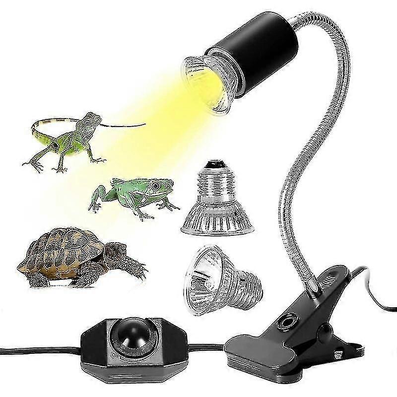 Hgbd-kit Tortoise Heat Lamp Kit Reptile Heater Lamp avec 2 ampoules Uva Uvb 25w 50w Long Base Tortoise Lamp 360 Rotation pour tortue reptile lézards Sna