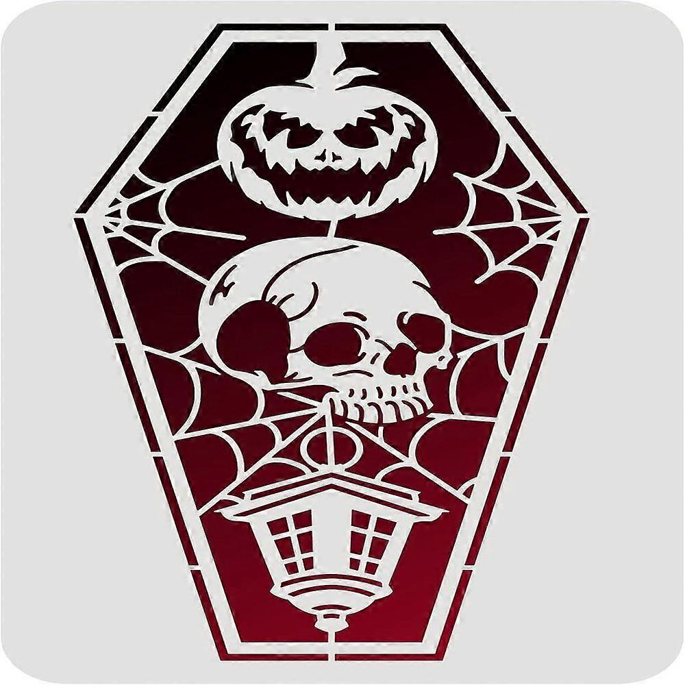 1pc Coffins Stencil Template 29.7x21cm Vampire Pumpkin Skull Halloween Reusable Painting Stencil Large Mylar Template Drawing Templates for DIY Wall W