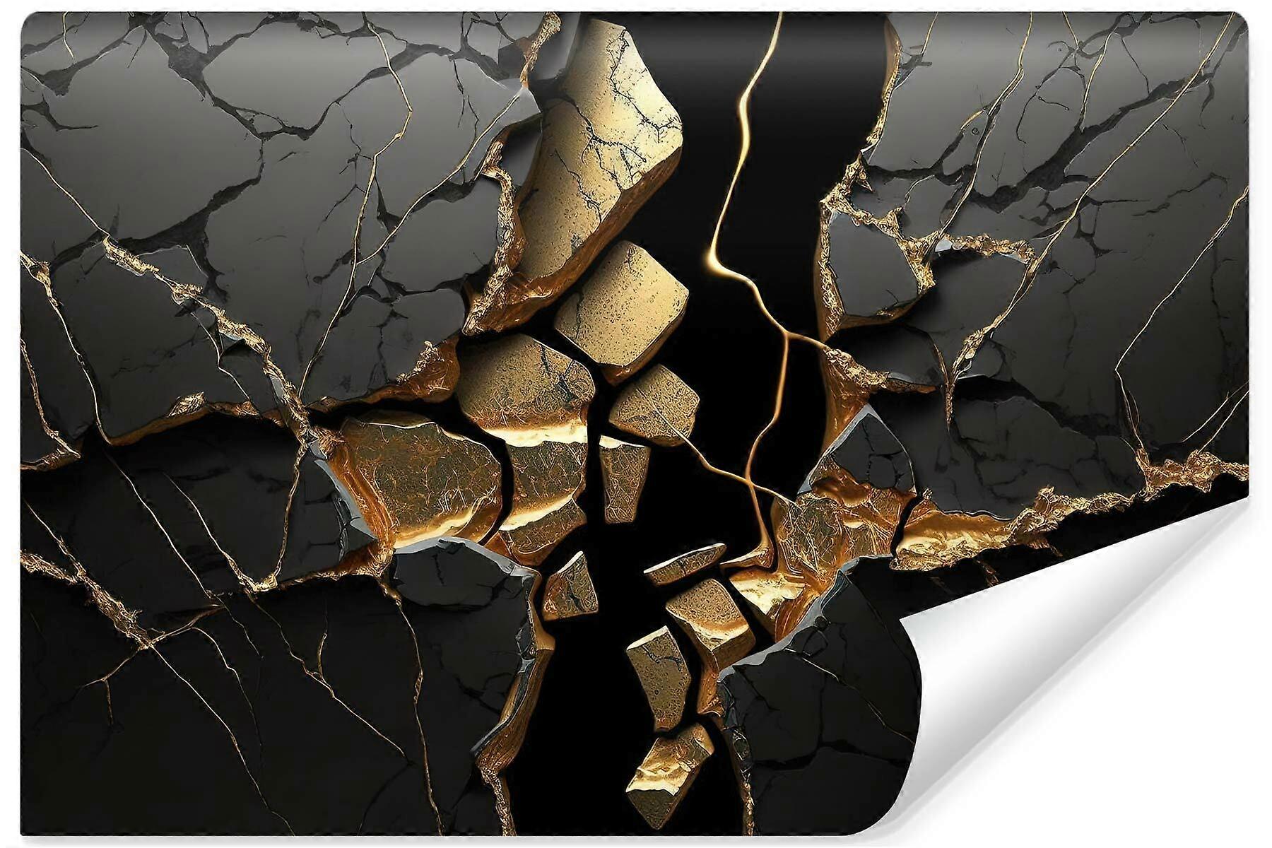 Soverom Stue Veggmaleri Svart Marmor Stein 3D-effekt