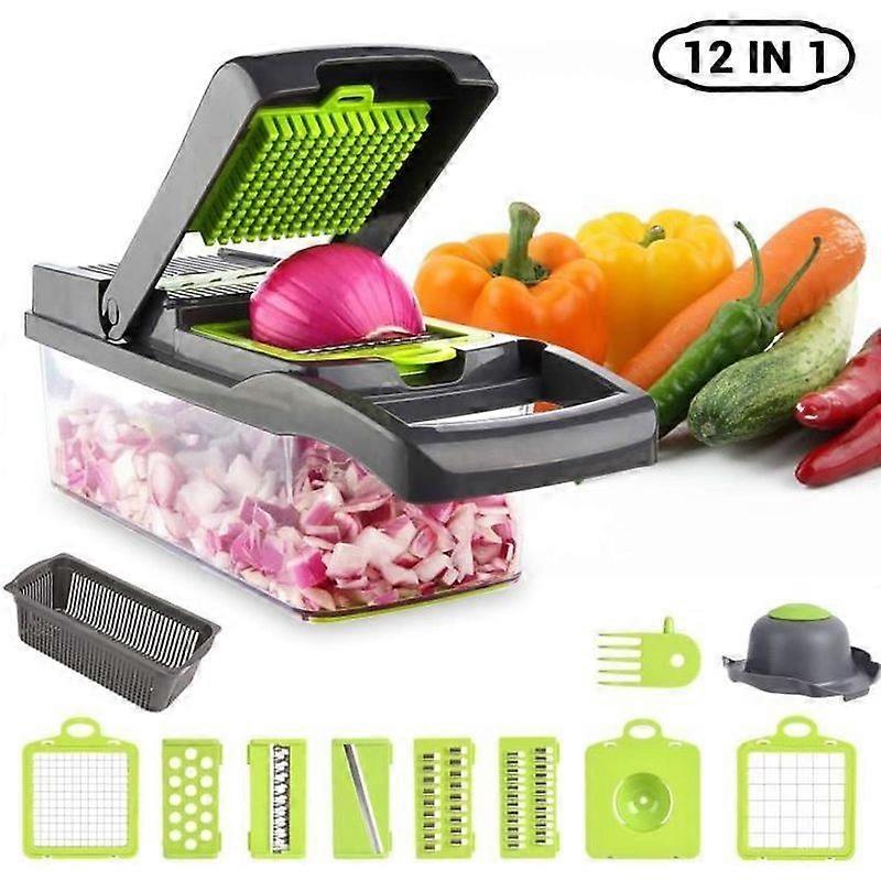 Yhong 12 in 1 Multifunction Kitchen Mandoline Slicer Cutter Professional Chopping Knife for Vegetable Fruit Cut Evenly