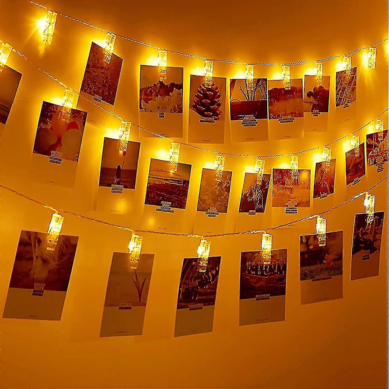 Light Chain With Clips For Photos, 8 Modes Photo Clips Light Chains Usb / Battery Operated Photo Light Chain Photo Light Chain For Rooms, Bedrooms, Pi