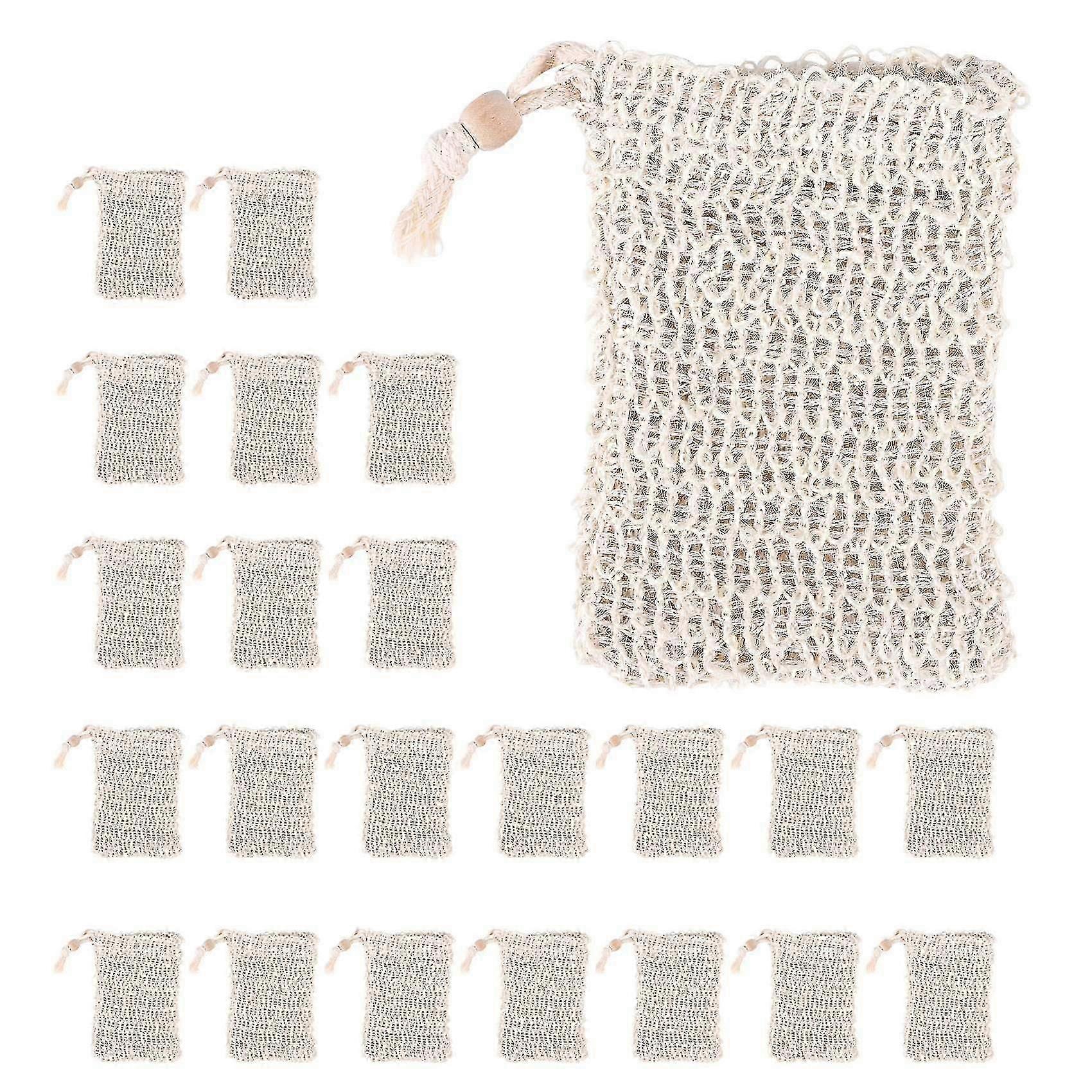 20 Pack Soap Exfoliating Bag,soap Saver Made Sisal Mesh Soap Bag Bar Soap Bag With Drawstring For B