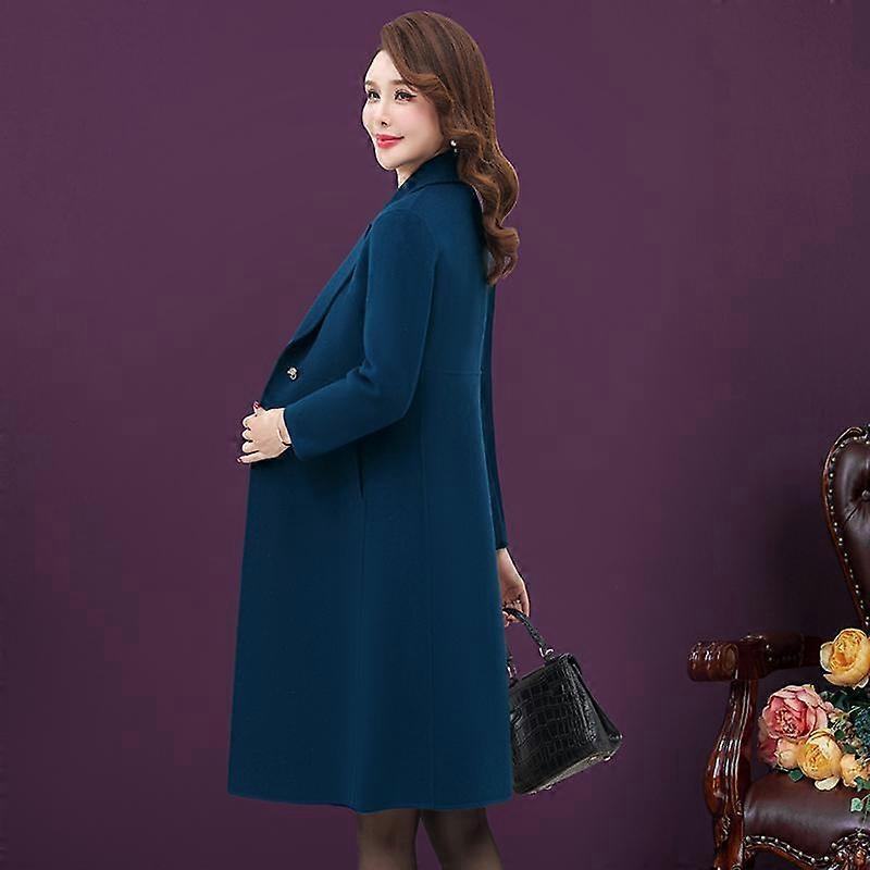 Elegant and Warm Knee-length Woolen Overcoat for Women, Fashionable One-Button Coat
