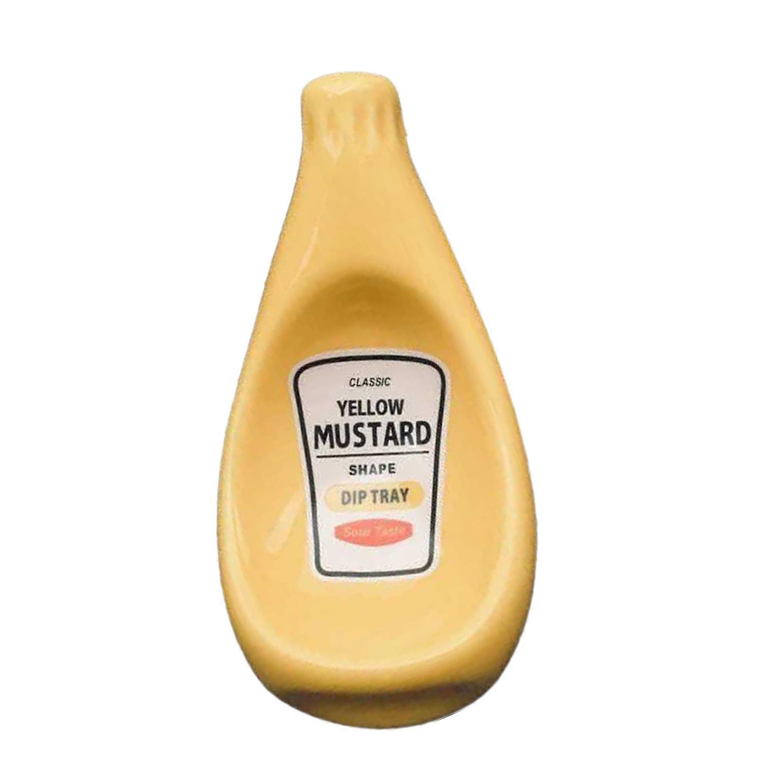 for Creative Saucer Ceramic Extruded Tomato Sauce Bottle Shaped Dip Tray Mustard Dish Modern Simple Kitchen Butter Dish  Yellow