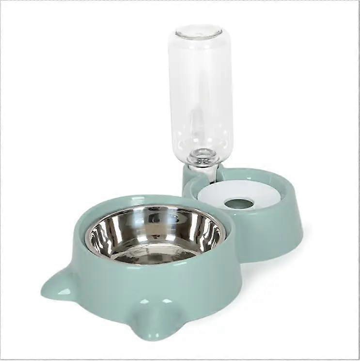 2 to 1 Pet Automatic Juice and Feed Bowl, Stainless Steel Non-Spill Design for Cats and Small Dogs, Blue