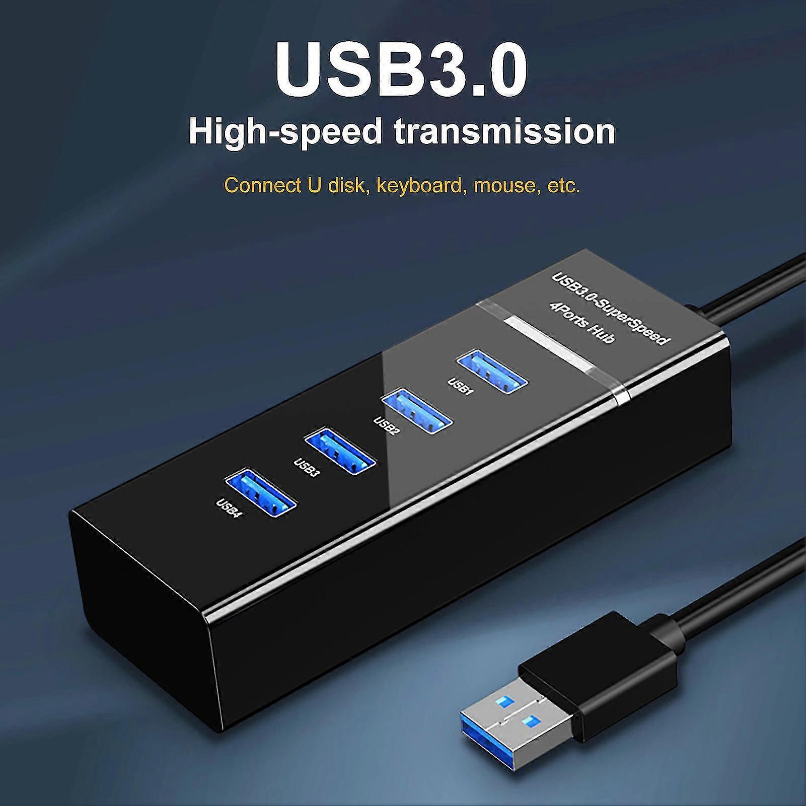 HW-1500 USB Hub 4 Bağlantı Noktalı Güçlü Isı Dağılımı ABS Yüksek Hızlı İletim Bilgisayar için USB 3.0 Genişletme
