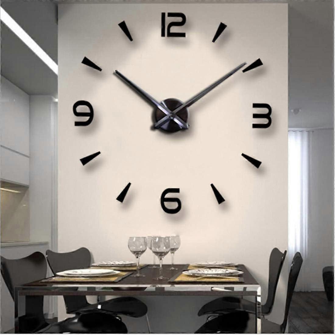 DIY personality clock creative clocks large size wall clock (black)