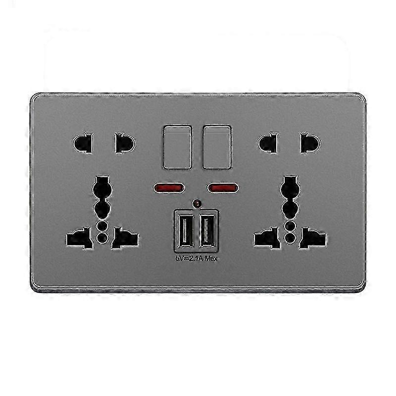 Multifunction Uk 13a Wall Socket Push Button 2.1a Double Usb Charging Ports Three-hole Two-hole Home