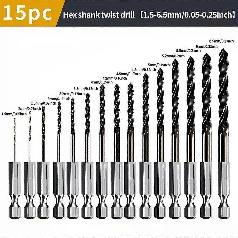 5 kpl 1,5 mm-6,5 mm kobolttipäällysteinen kierreporanteräsarja HSS M35 pistooliporanterä puun / metallin reikäleikkurin sähkötyökaluille
