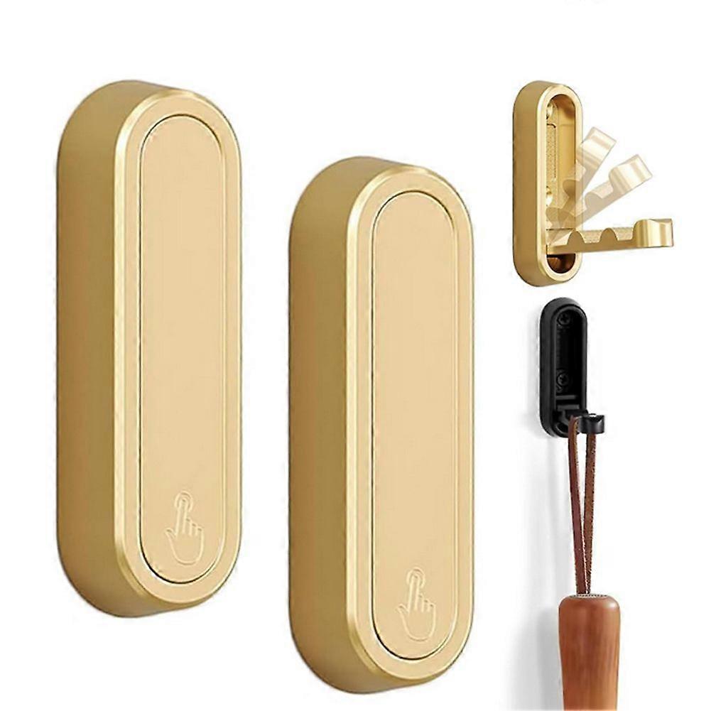 2st guld vikbara väggmonteringskrokar, badrum väggkrok infällbar, för hängande rockar, handdukar, ryggsäckar