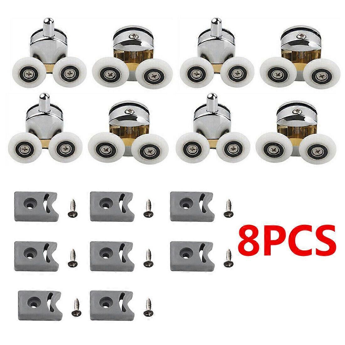 8X Twin Shower Screen Door ROLLERS/Runners/Wheels Top & Bottom 23mm Replacement