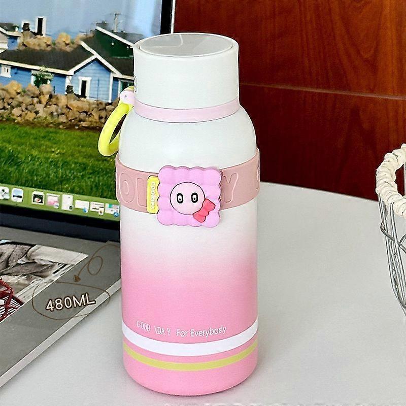 16oz/480Ml Stainless Steel Vacuum Insulated Double Wall,Reusable Water Bottle-White Pink