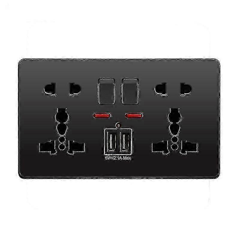 Multifunction Uk 13a Wall Socket Push Button 2.1a Double Usb