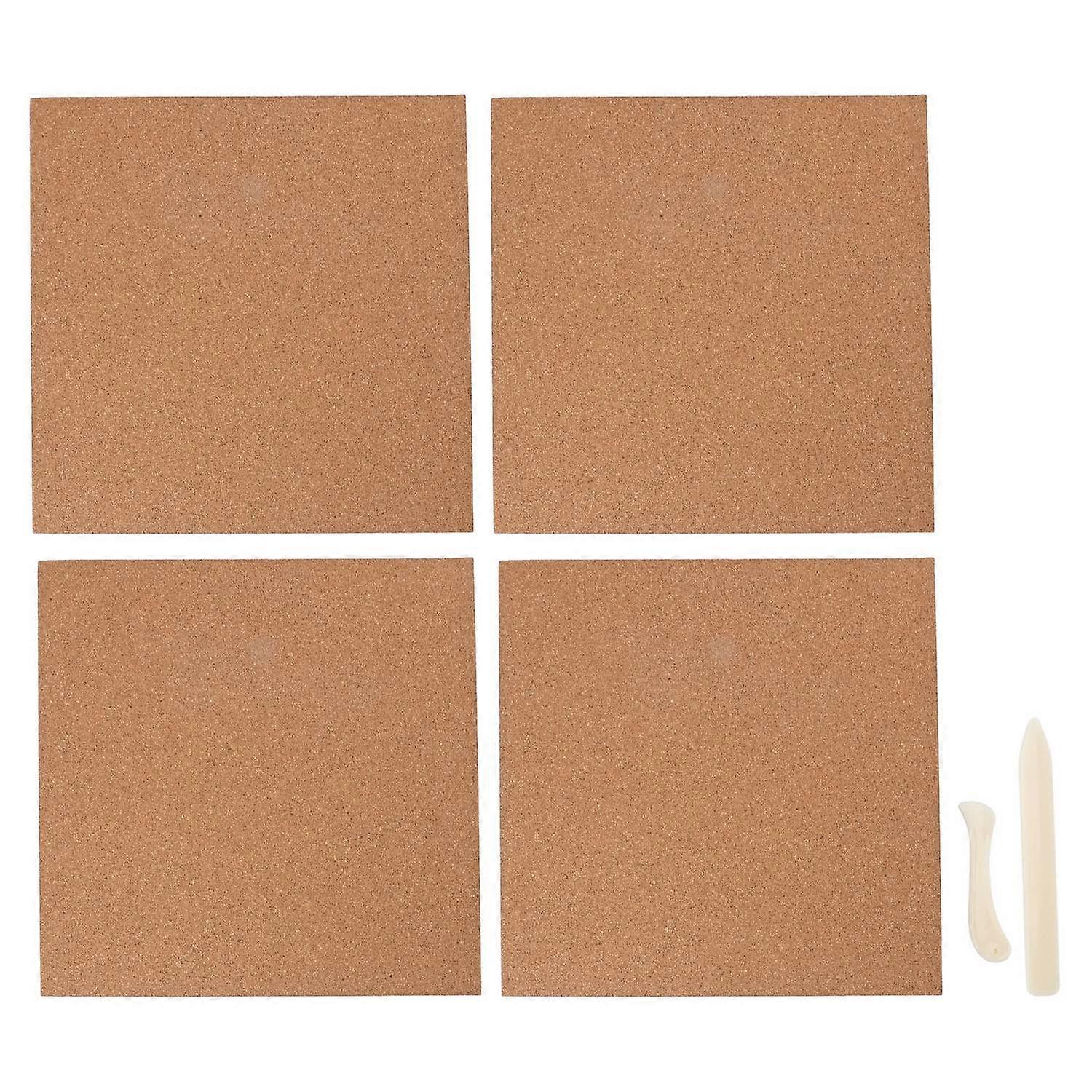 4PCS Stained Glass Work Mat Foursquare Heat Resisting Cork Board Self Adhesive Wall Board with 2 Scr