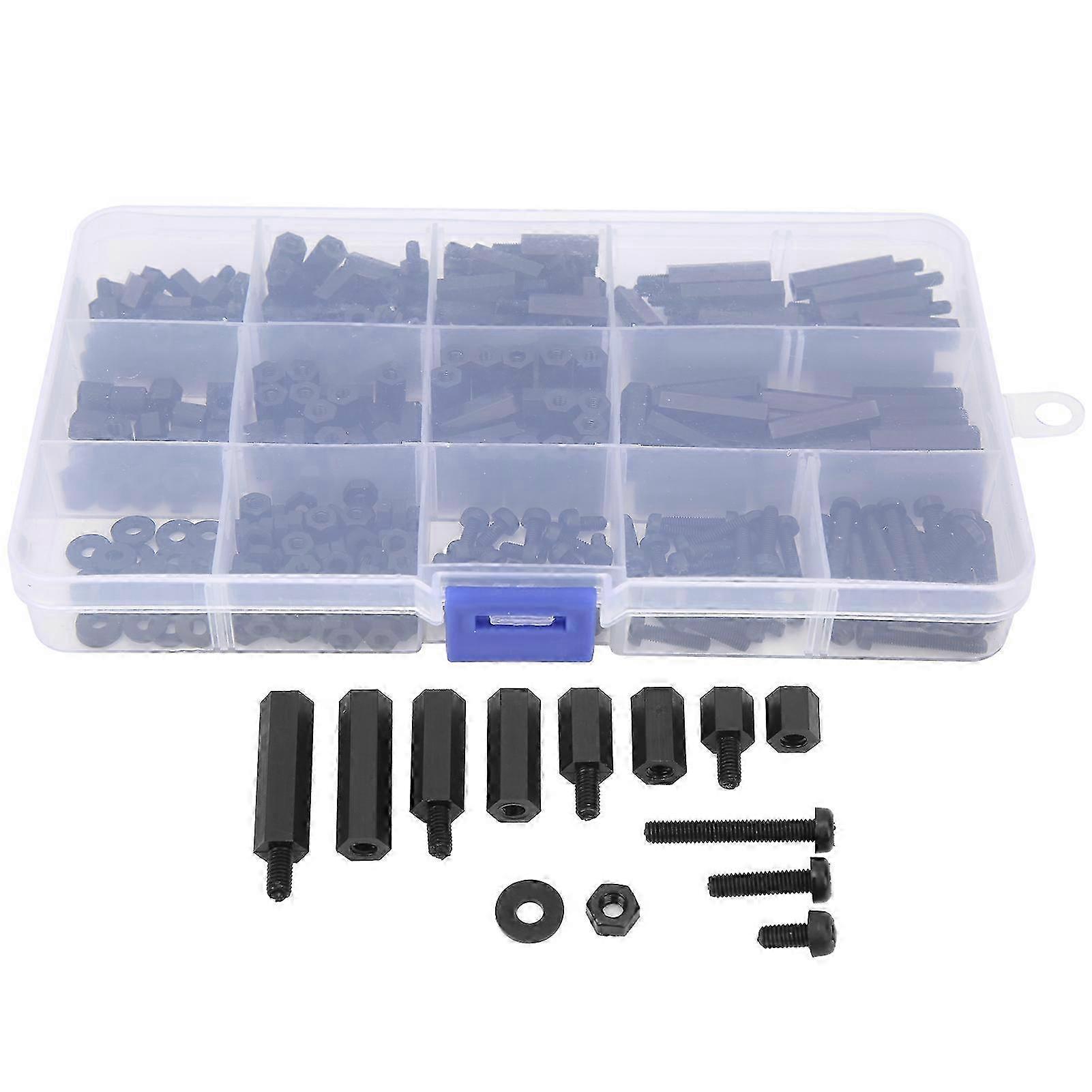 Screw Nut Stud Set Combination M3 Nylon Hex StandOff Assortment Kit Boxed Fastener Black