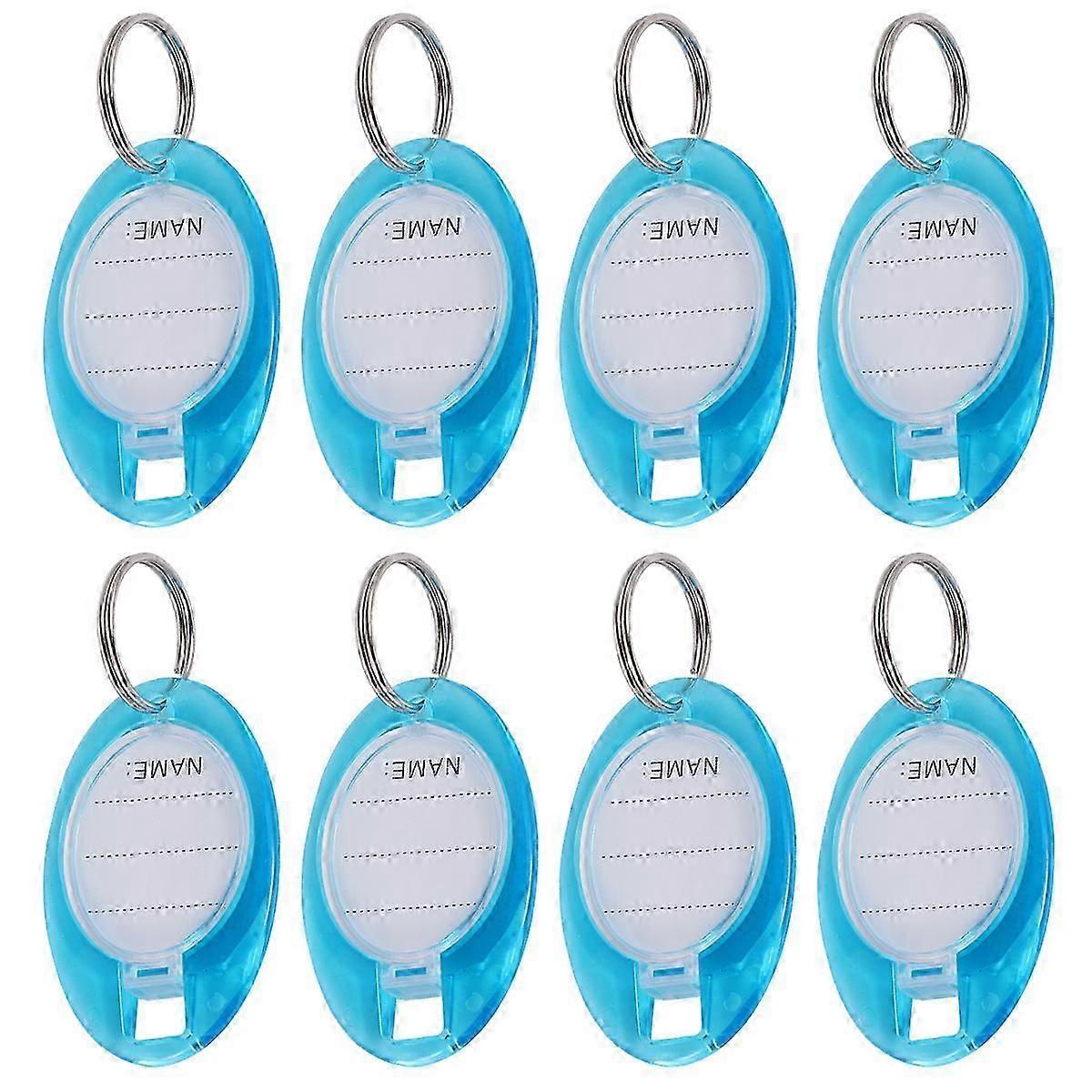 50pcs Oval Key Chain with Label Window Plastic Classifing Tag Identifying Tags