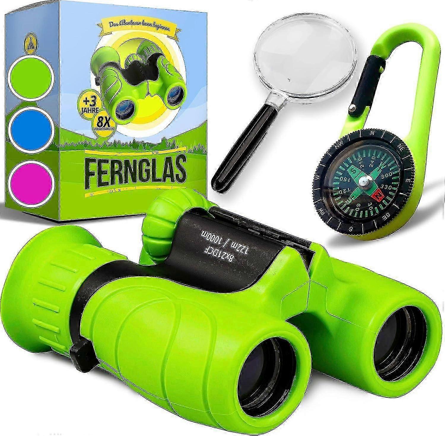 "Children's Binoculars With High Magnification 8 X 21 - The Perfect Gift For Little Adventurers In A Comprehensive Set With Magnifying Glass & Compass
