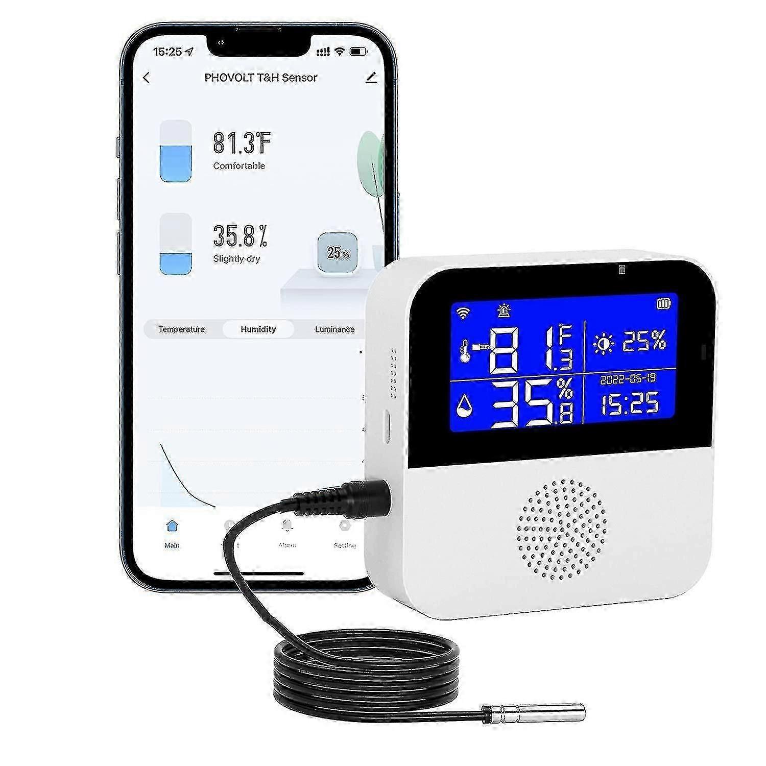 Wifi Hygrometer Thermometer Sensor with External Probe, Wireless Digital Temperature and Humidity Mo