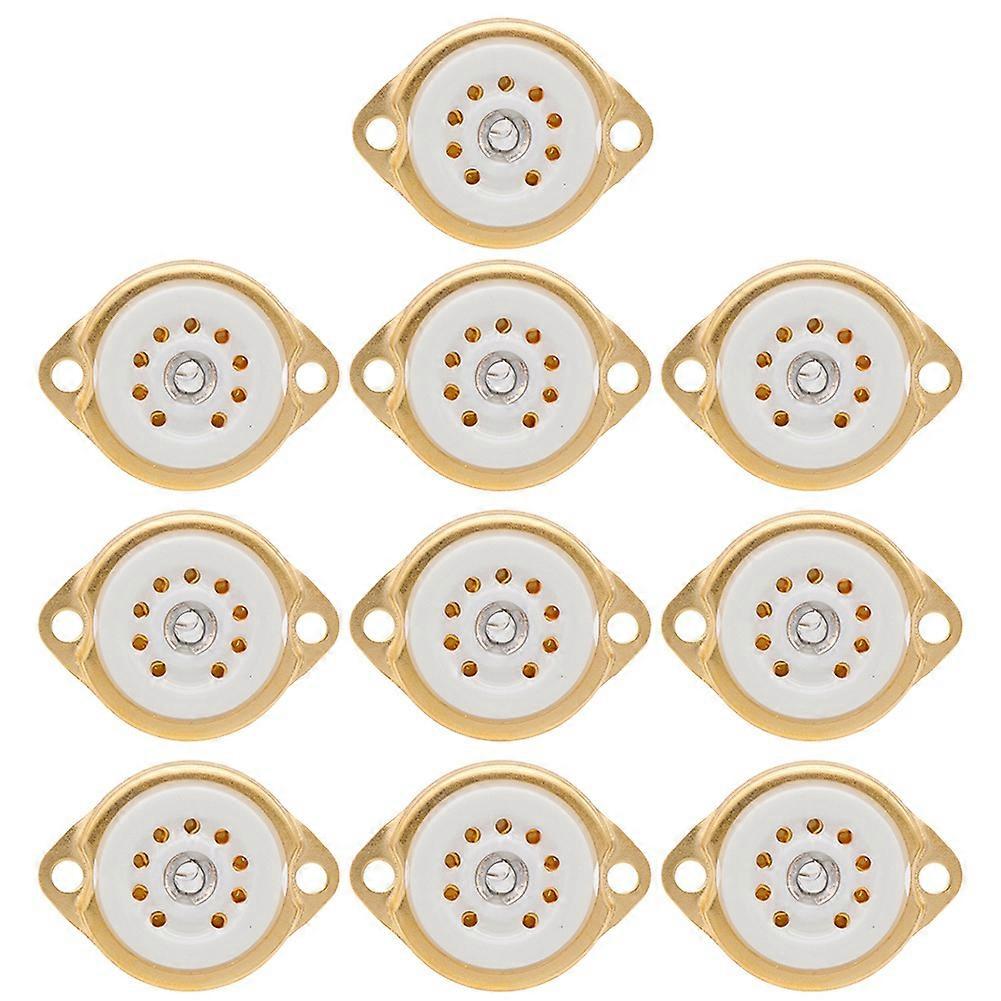 10PCS GZC9-F B9A 9Pin Plated Tube Sockets Ceramic Base Suitable for 12Ax7/12Au7/12AT7