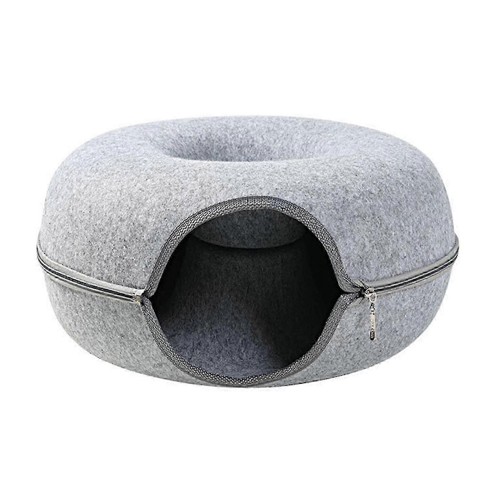 Removable Round Cat Nest- Donut Felt Pet Nestsemi-closed Washable Cat Tunnel Nest
