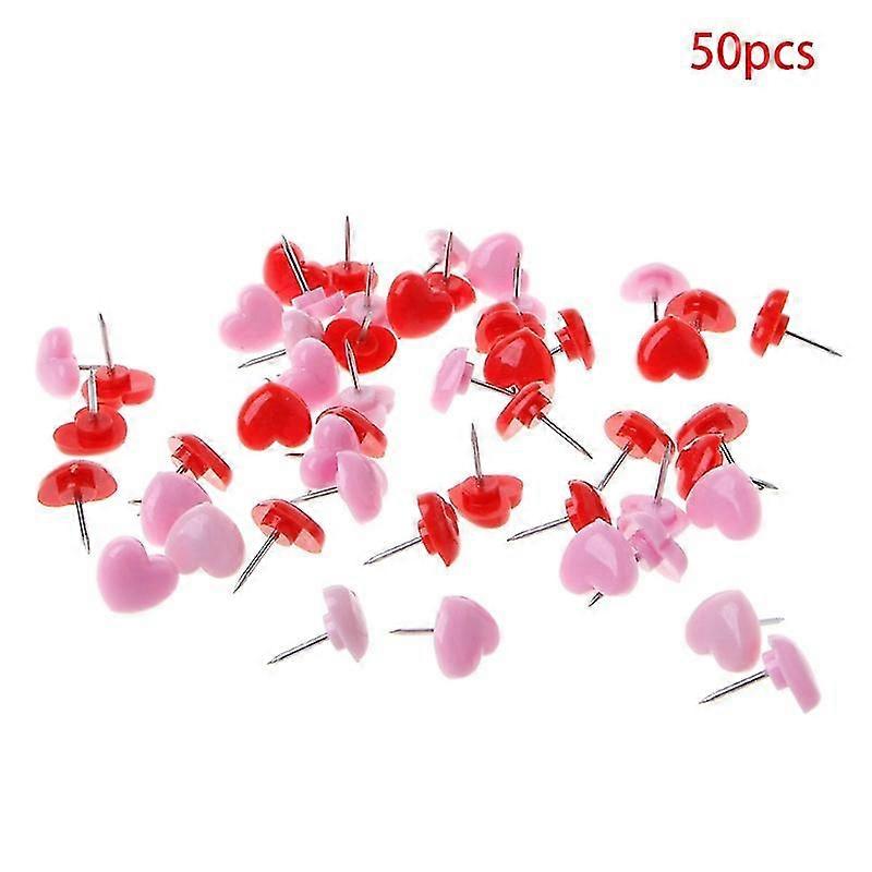 50 Pcs Shape Colored Push Pins Thumbtacks  Red powder mixed