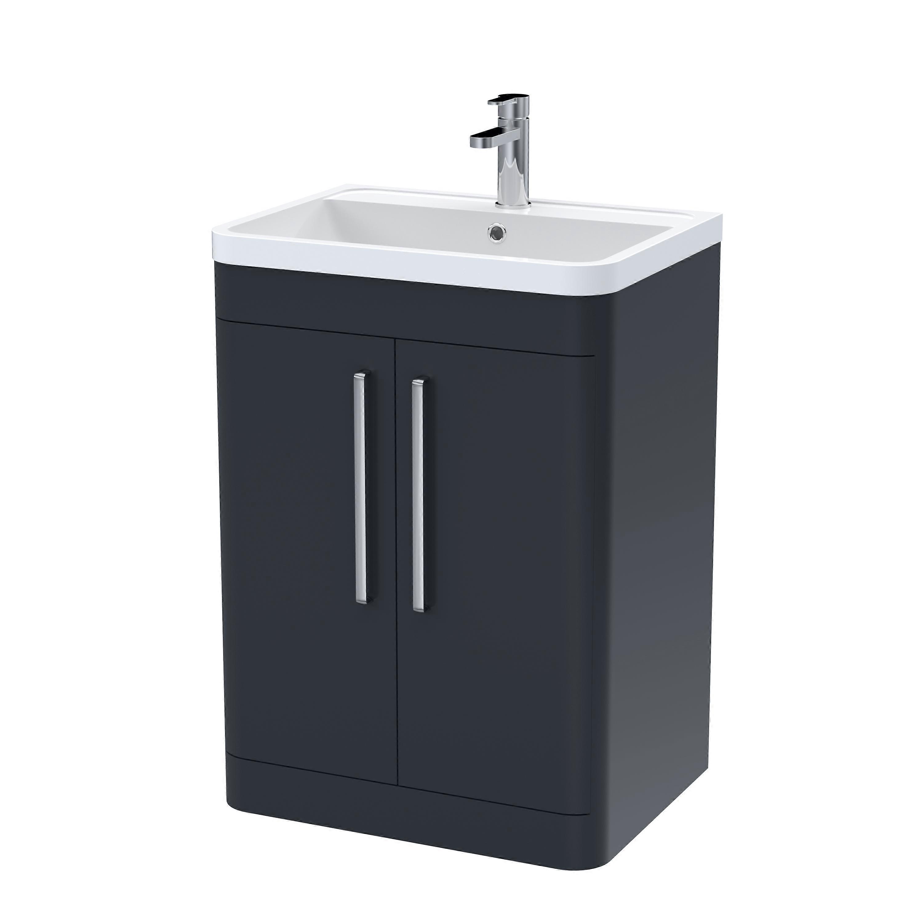 Bathroom 2 Door Bathroom Vanity Basin Unit 600mm - Soft Black
