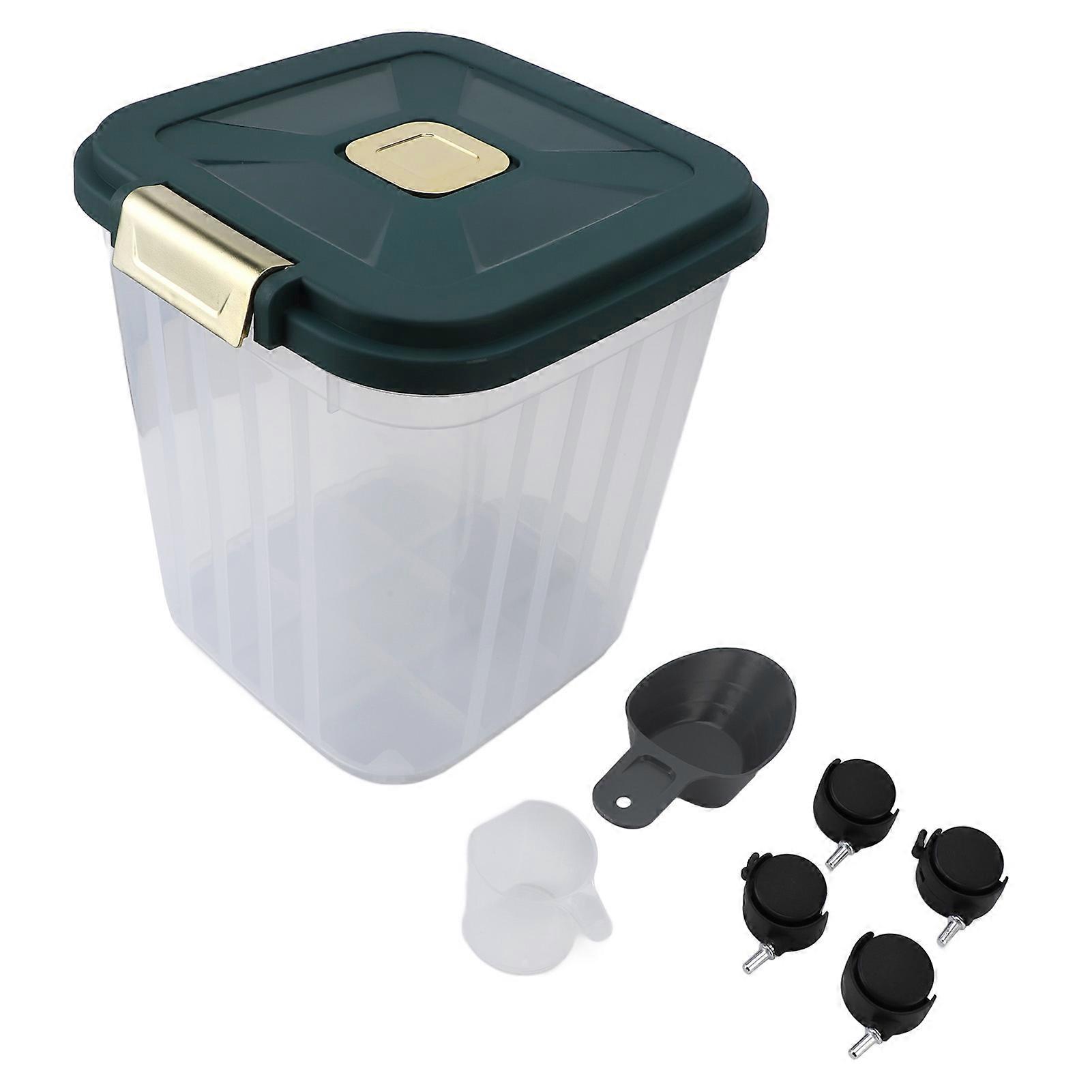 Rice Storage Container with Rolling Wheel Airtight Large Capacity Dust Proof Damp Proof Food Grade Ingredient Storage Bin for Corn Grains L Size 50L