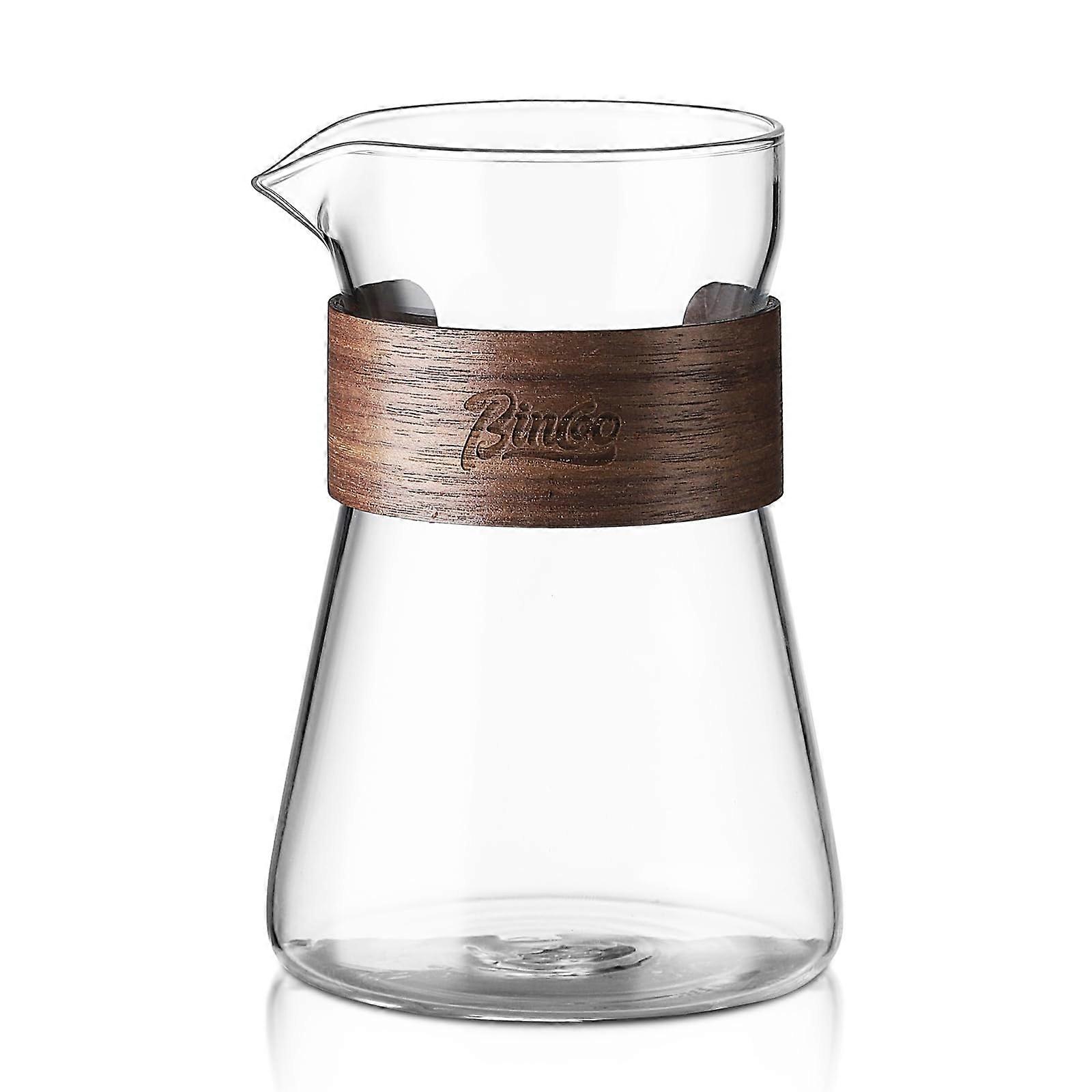 Glass Coffee Carafe with Wood Heat-Resistant Layer, 1 Piece Clear Pour Over Coffee Decanter and Server