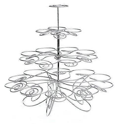 Beautiful Silver Cupcake Stand for 41 Cupcakes, Three-Tiered, Metallic Design, Ideal for Weddings and Parties