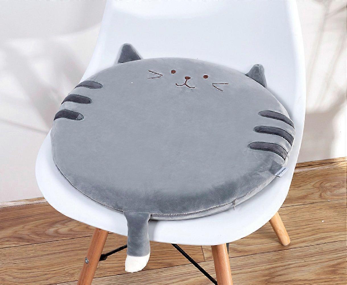 Gray Cat cushion, cartoon circular memory foam cushion, can sit on the ground butt cushion, Japanese-style futon bedroom bay window tatami