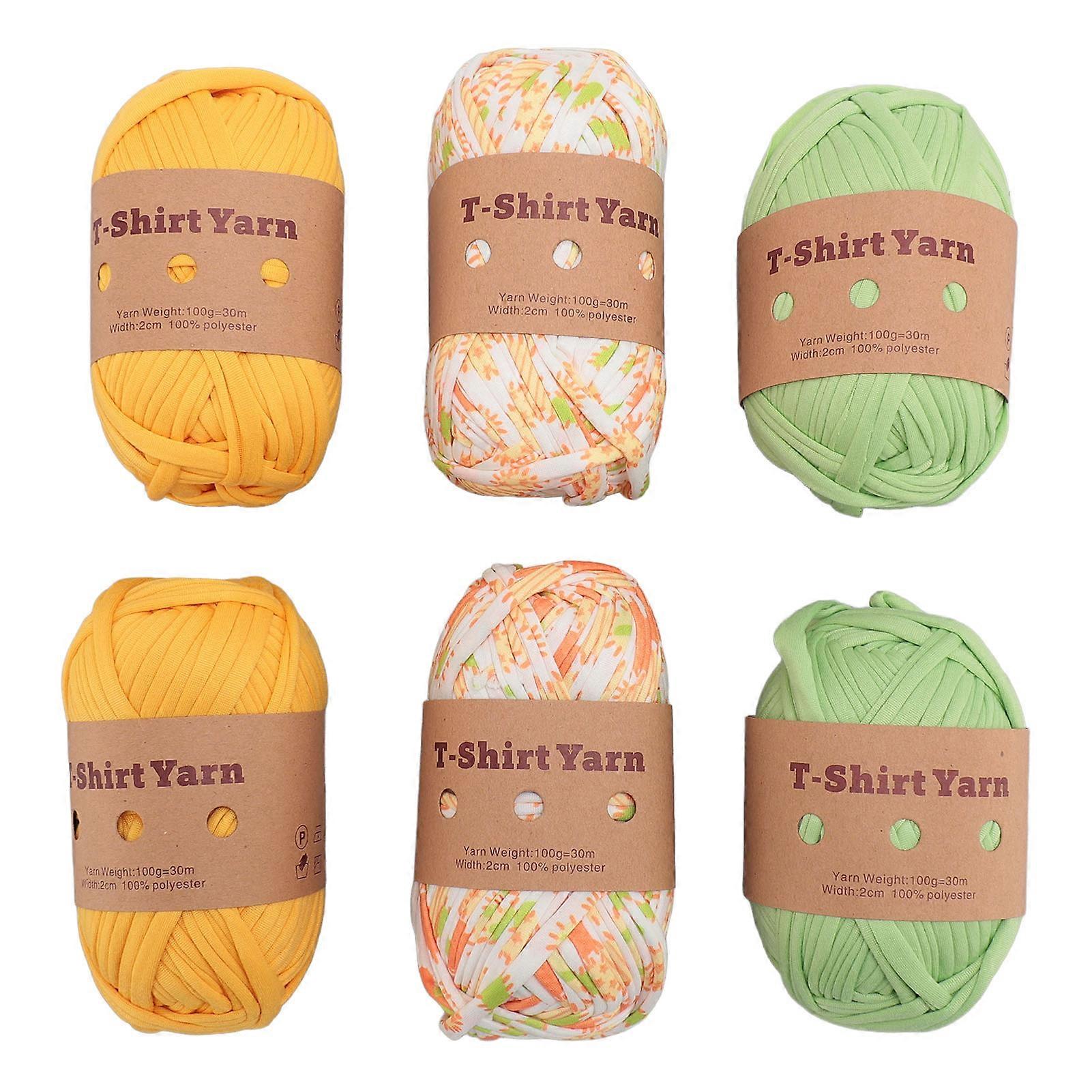 6 Rolls T Shirt Yarn Soft Elastic Washable Multipurpose Fabric Cloth T Shirt Knitting Yarn Carpet Yarn for Crocheting Projects Type 8