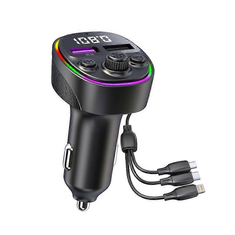 CS1 MP3 Player Bluetooth FM Transmitter 66W 3-In-1 Car Fast Charger
