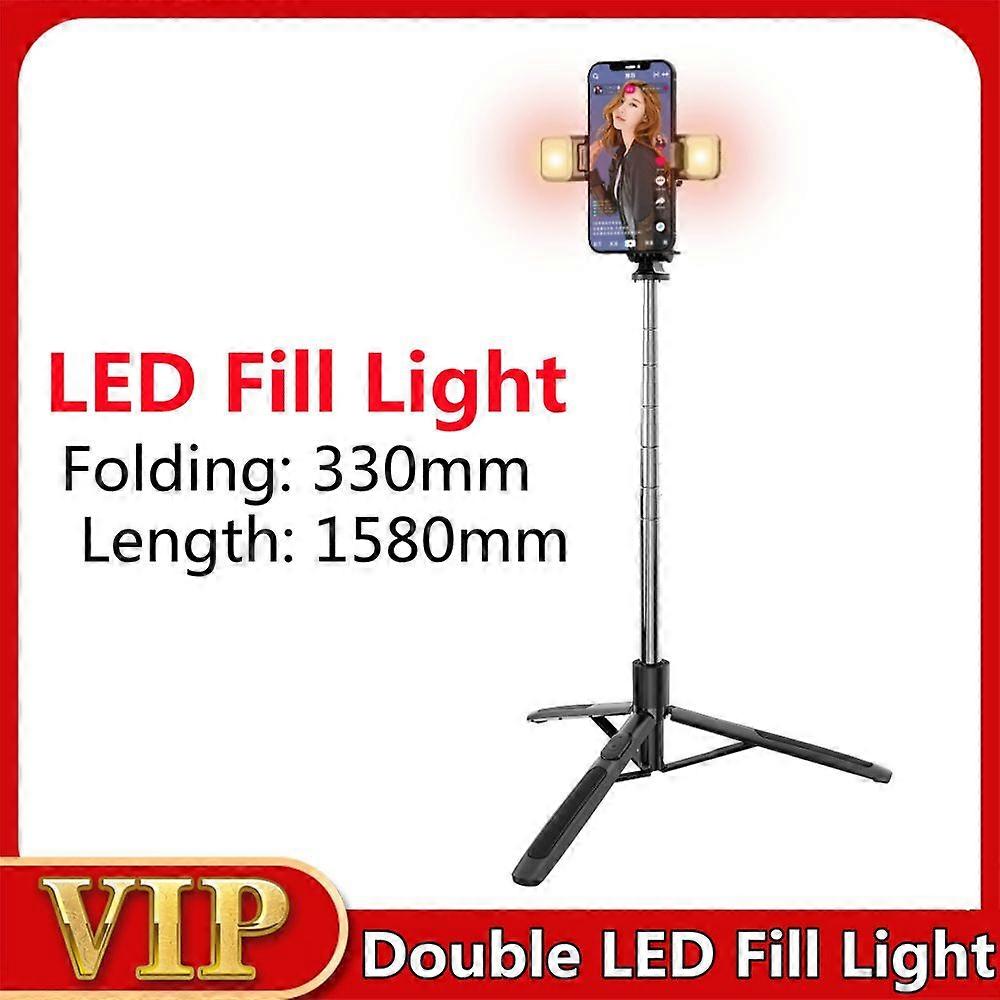 4 in 1 Wireless Bluetooth Selfie Stick 1580mm With Double Fill Light Foldable Tripod Monopod For Gopro Action Cameras Smartphone